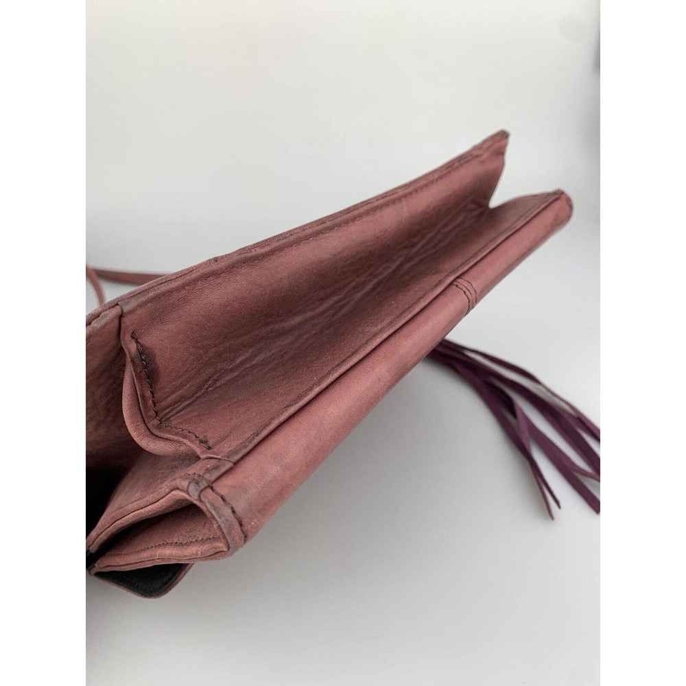 Vintage Fossil Crossbody Purse Leather Saddle Bag Wallet Organizer Purple Purse - Picture 2 of 8